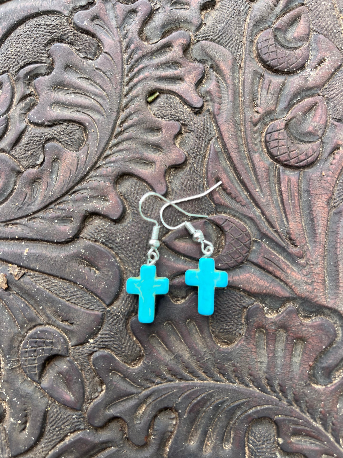 Howlite Cross Earrings