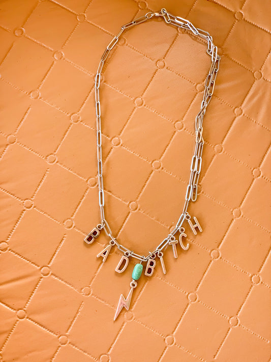 This necklace is perfect for you sassy gals! Western inspired and for the baddest bitch out there. With a lightning bolt and turquoise to add a pop. 